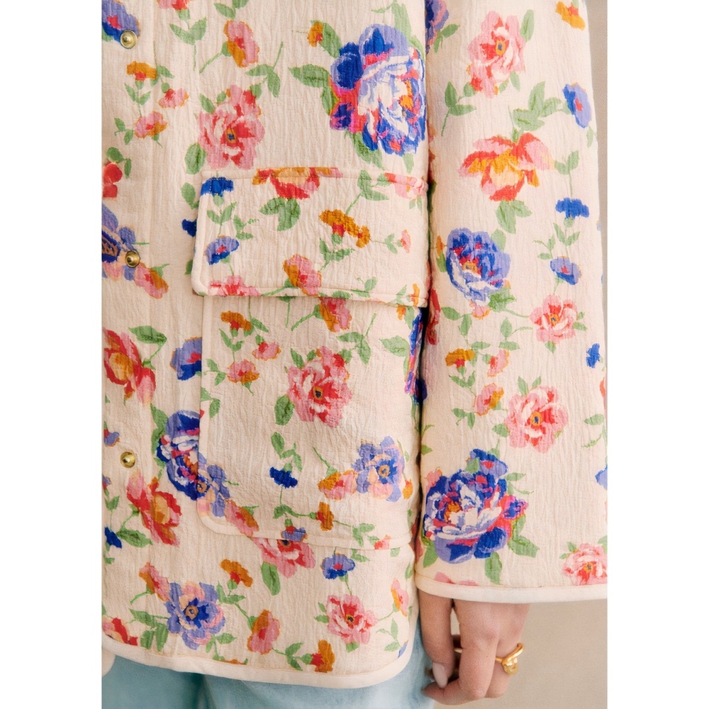 NWOT Sezane Quilted Farel Floral Cotton-Blend Jacket - Picture 6 of 8